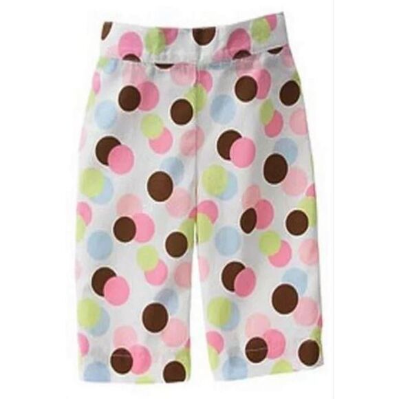 Gymboree white polka dot capri crop pants pink brown blue green pull on 5T 5 - Picture 1 of 2